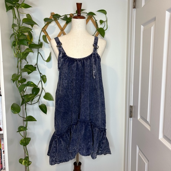FREE PEOPLE Convertible Denim Mini Dress - Picture 2 of 9